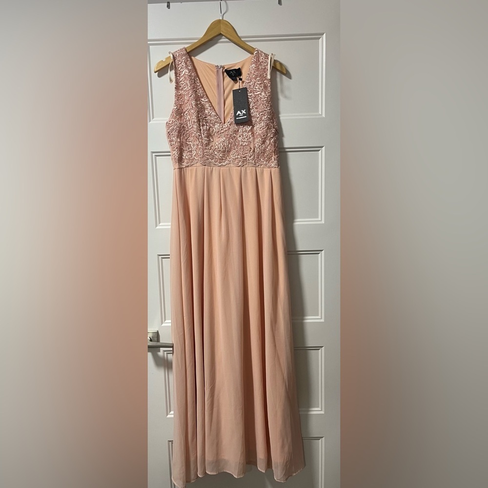 AX Paris Blush Pink Maxi Dress with Lace Bodice